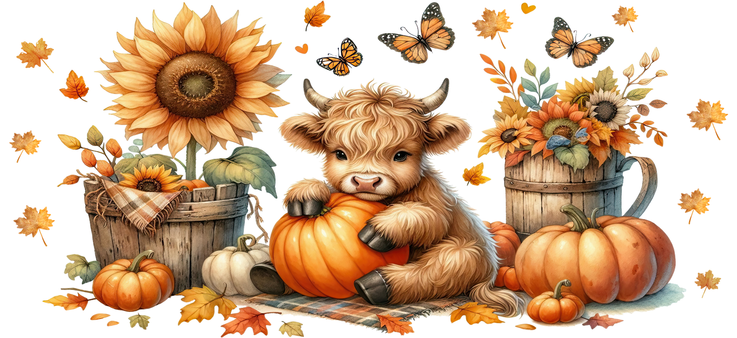 Sunflower, pumpkin highland cow