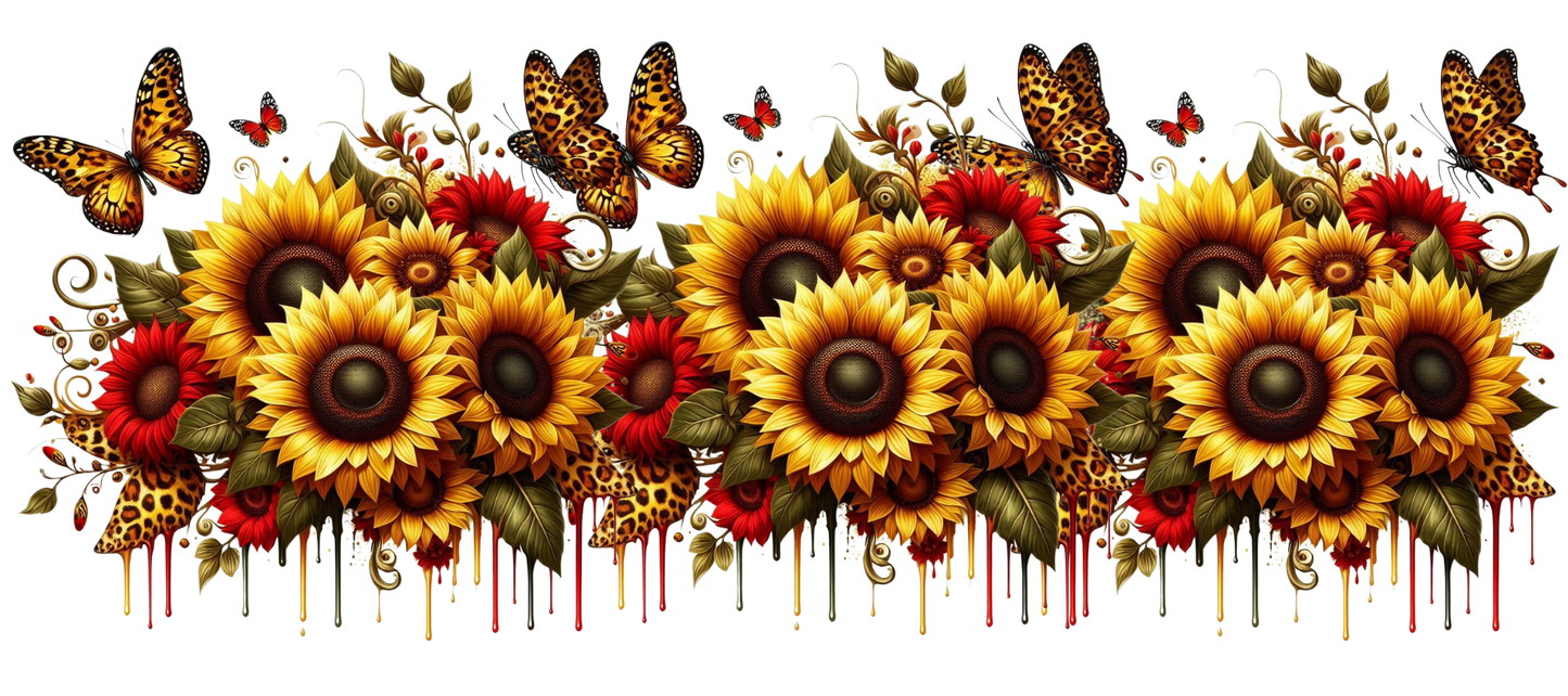Sunflowers and butterflies