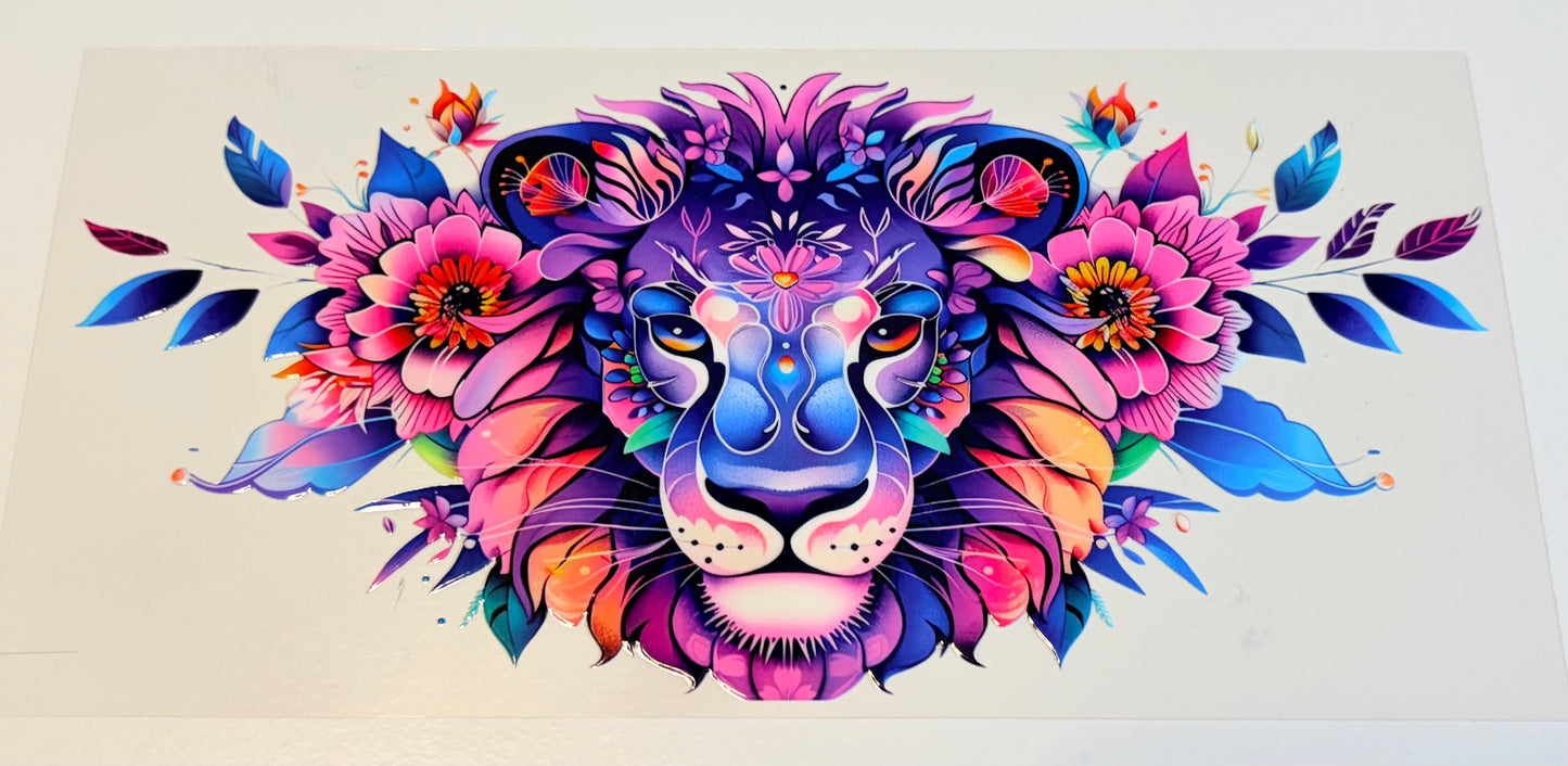 Lion and flowers