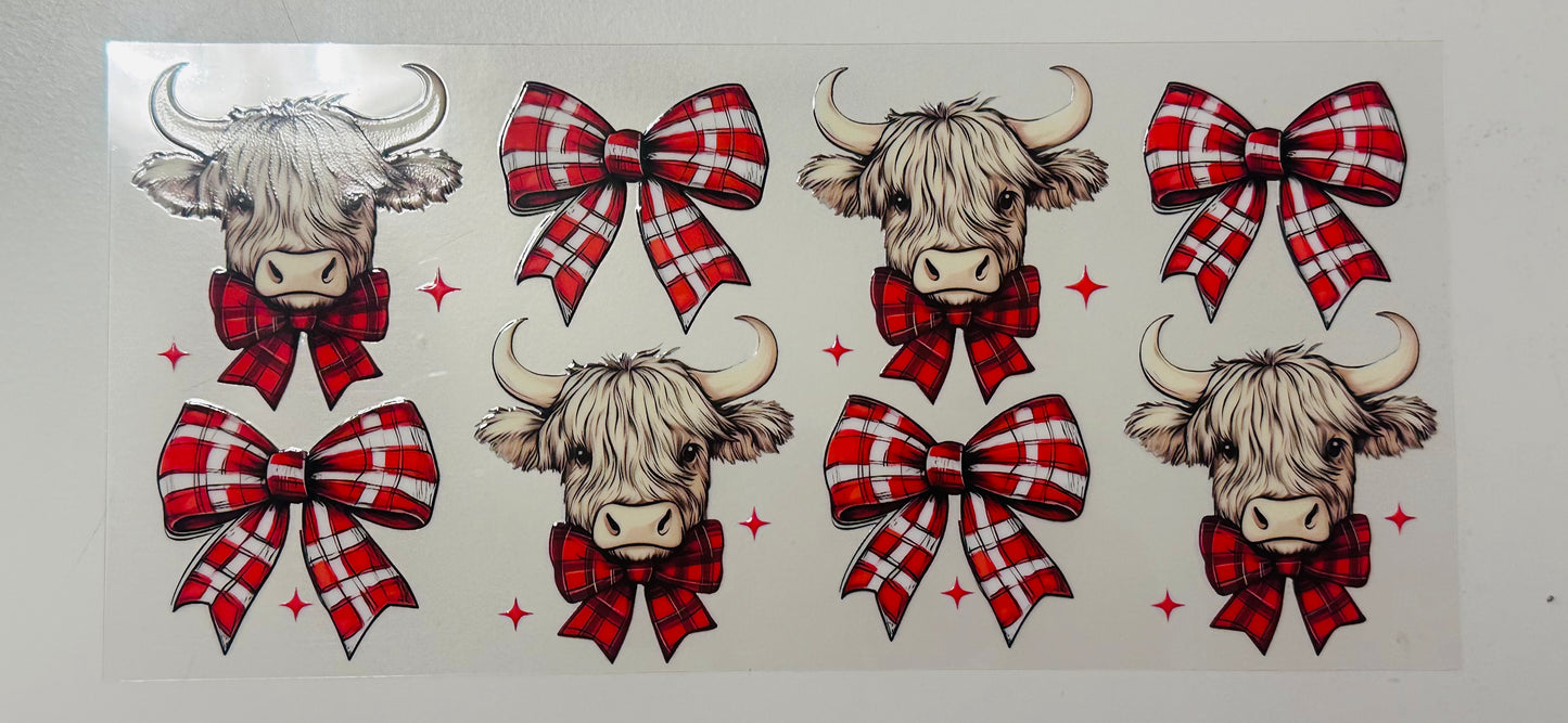 Highland cow and bows Christmas