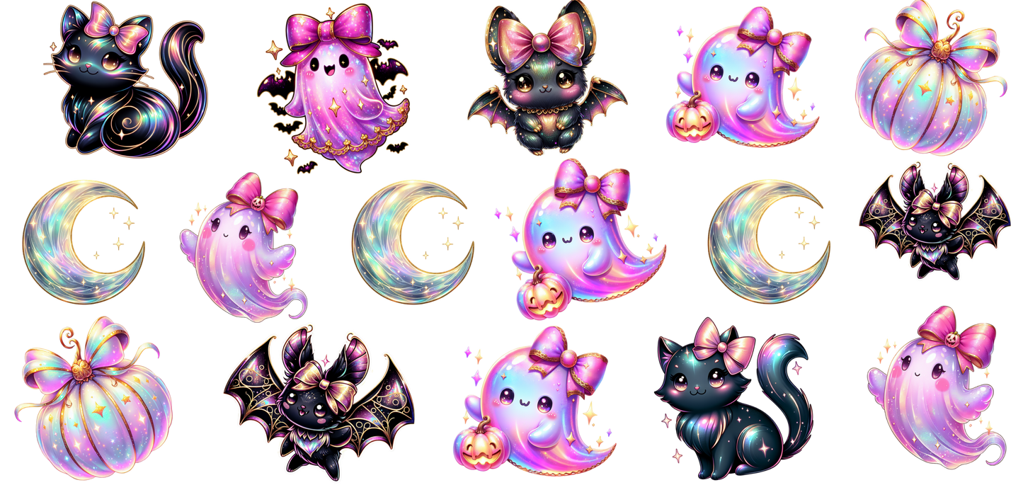 Girly ghost and bats and cats with bows