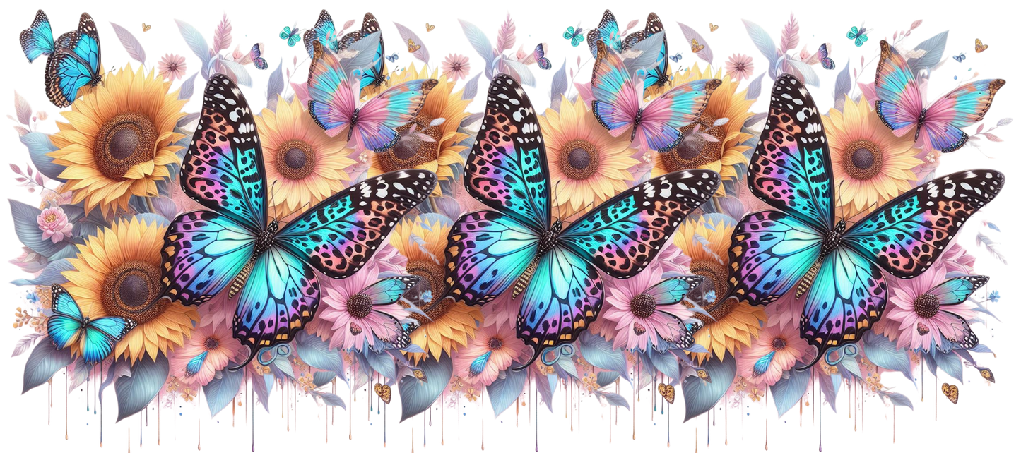 Cheetah butterflies and flowers