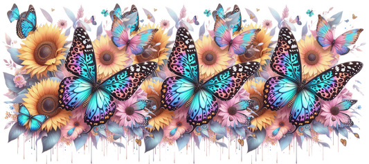 Cheetah butterflies and flowers