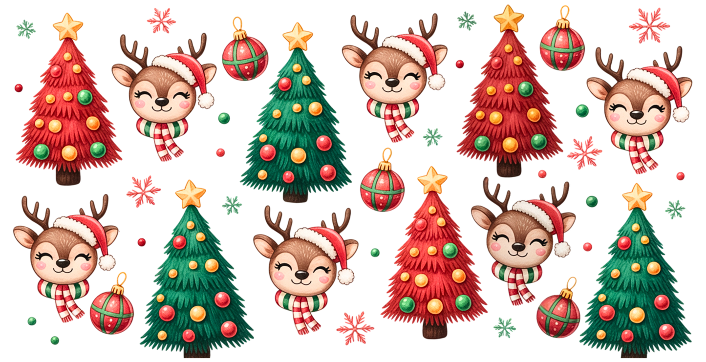 Christmas trees and reindeers