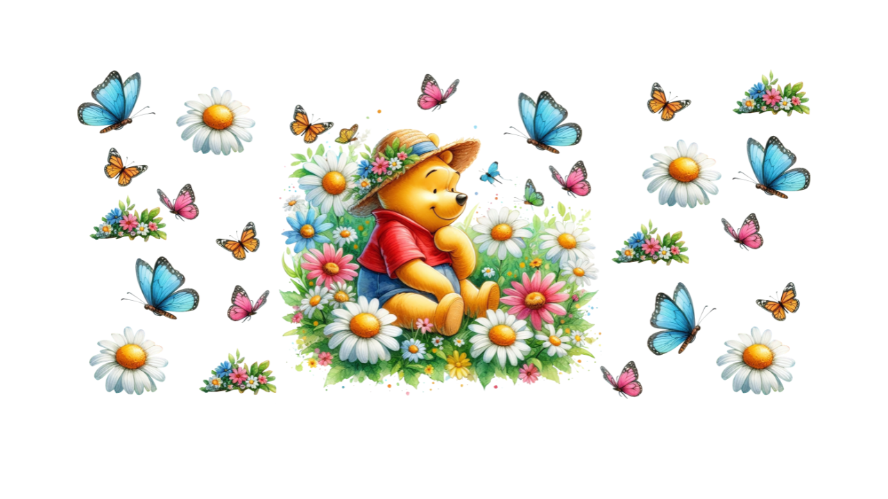 Pooh bear (flowers, butterfly's)