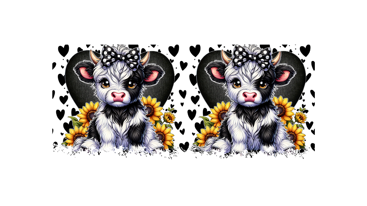 Cow black heart and sunflower