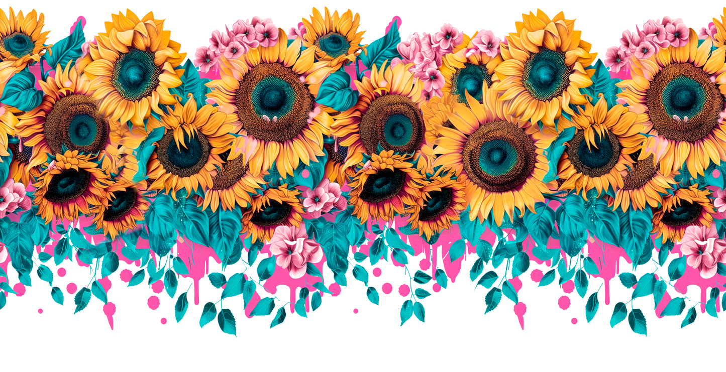 Sunflowers teal, pink