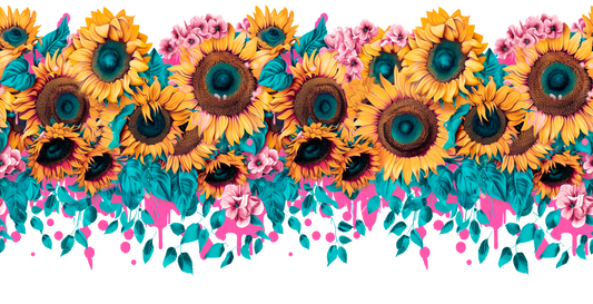 Sunflowers teal, pink